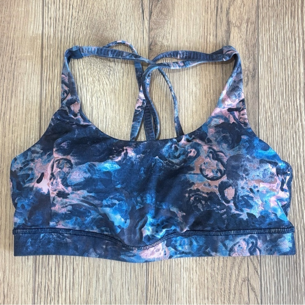 Lululemon Energy Bra In Moody Mirage Bark Berry Deep Navy Size 8